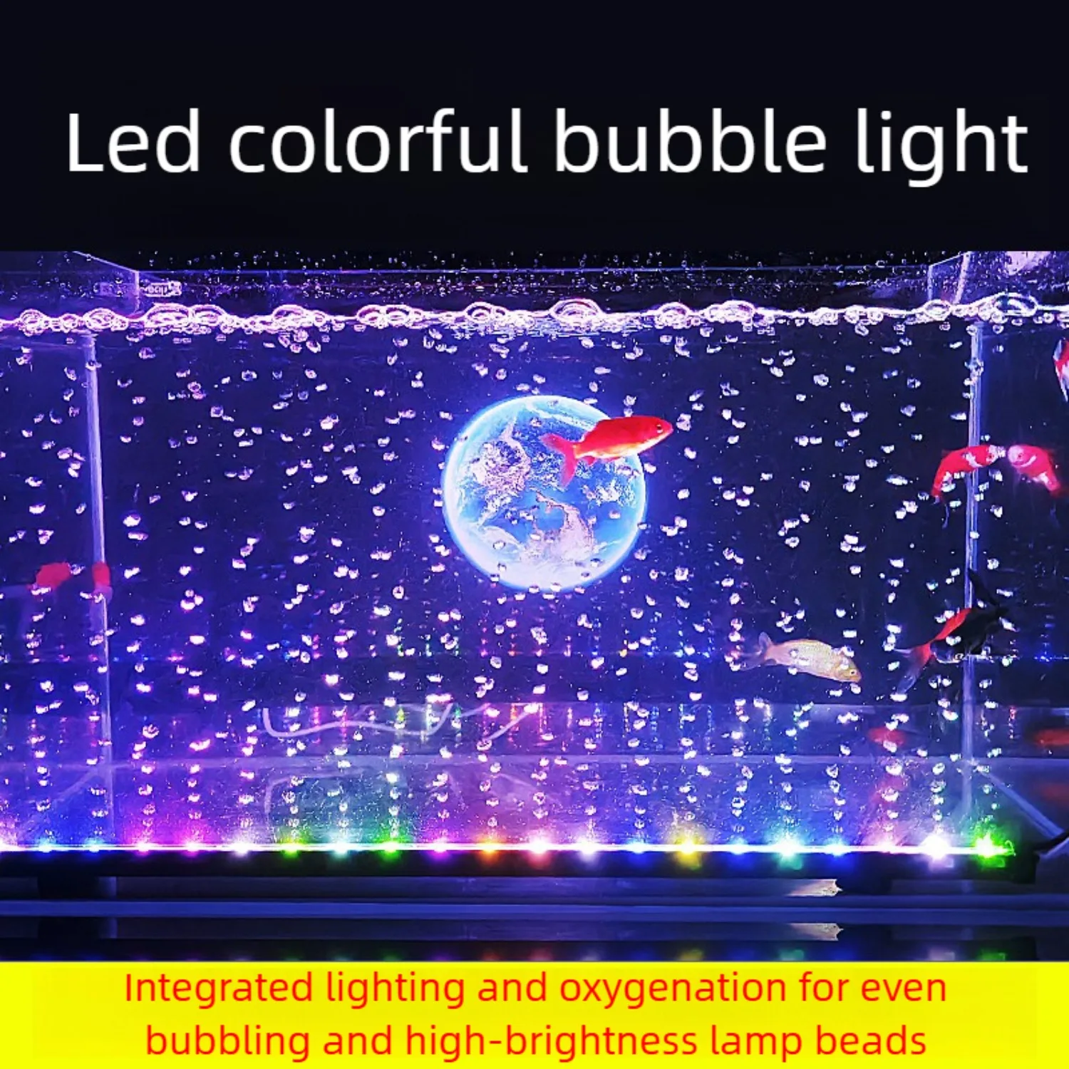 Submersible Aquarium Light 18/26/30/37/45In Color Changing LED Fish Tank Air Bubbler for Bubble Wall (Air Pumps not Included)