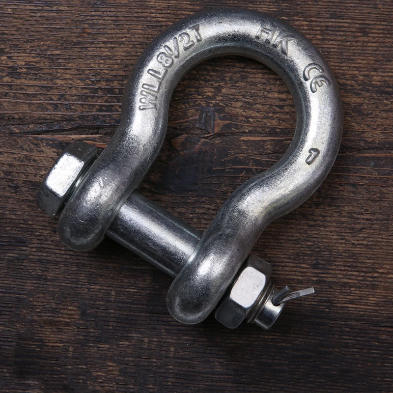 Bow Shaped Shackle Lifting Clip Snap Ring, acessório de elevação galvanizado, porca externa