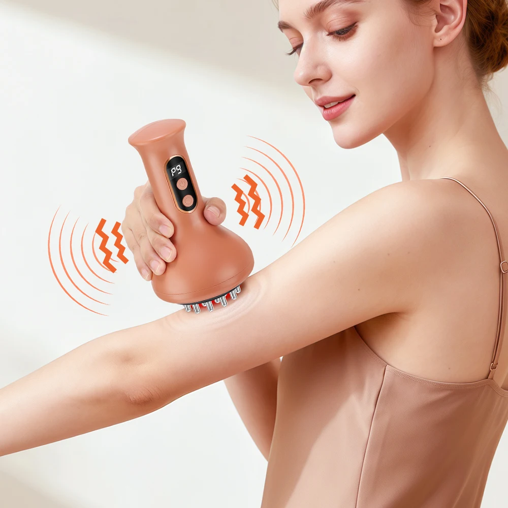 

Беспроводной массажер Гуаша для коррекции фигуры, нагревательная щетка для скребков меридианов, красный свет, лимфодренажная машина, сжигатель жира