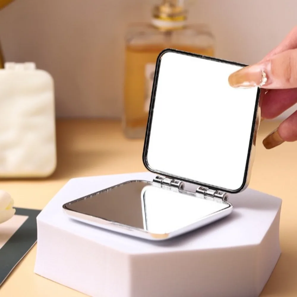 Mini Foldable Plating Makeup Mirror Double-sided Square Portable Hand Mirrors Creative Dressing Mirror Compact Pocket Mirror