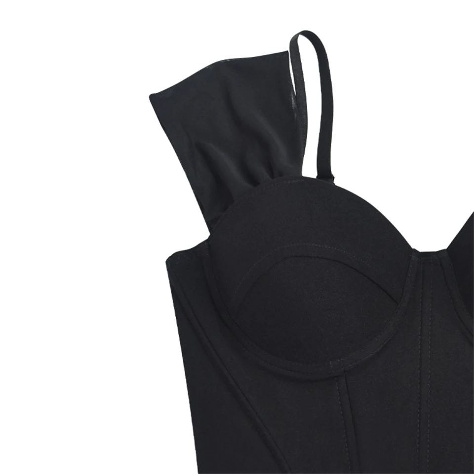 Becirzet Damen Schwarzes Korsett, Drahtloser BH, Sexy Off-Shoulder-Top, Vintage-Fischgrätenmuster, Taillenbetonendes Tanktop – Detail 17