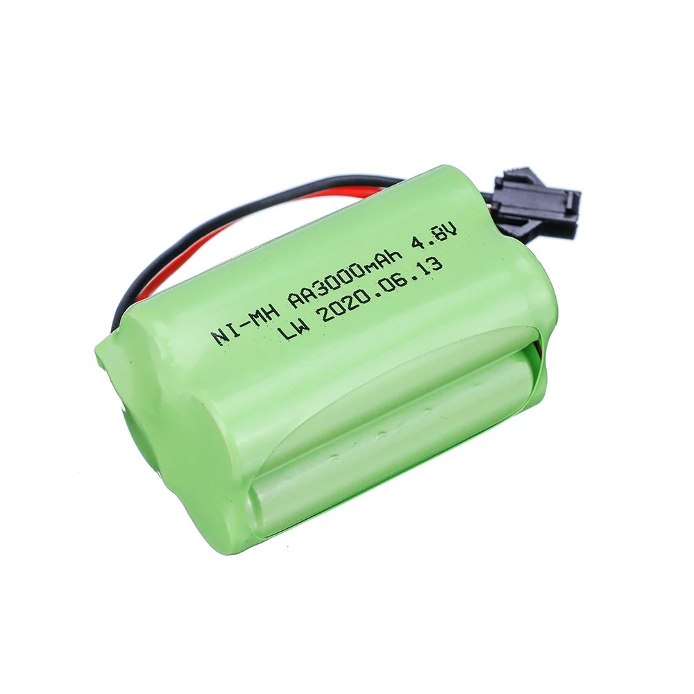 4.8 V 3000 mAh แบตเตอรี่ NiMH + ชุดชาร์จสำหรับของเล่น RC รถถังรถไฟหุ่นยนต์เรือ NiMH 3000 mAh 4.8 V แบตเตอรี่แบบชาร์จไฟได้