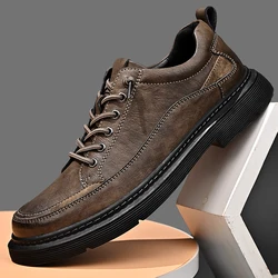 Classic Men's Genuine Leather Shoes Business Fashion Casual Shoes Office Banquet Dress Shoes Men's Outdoor Retro Hiking Shoes