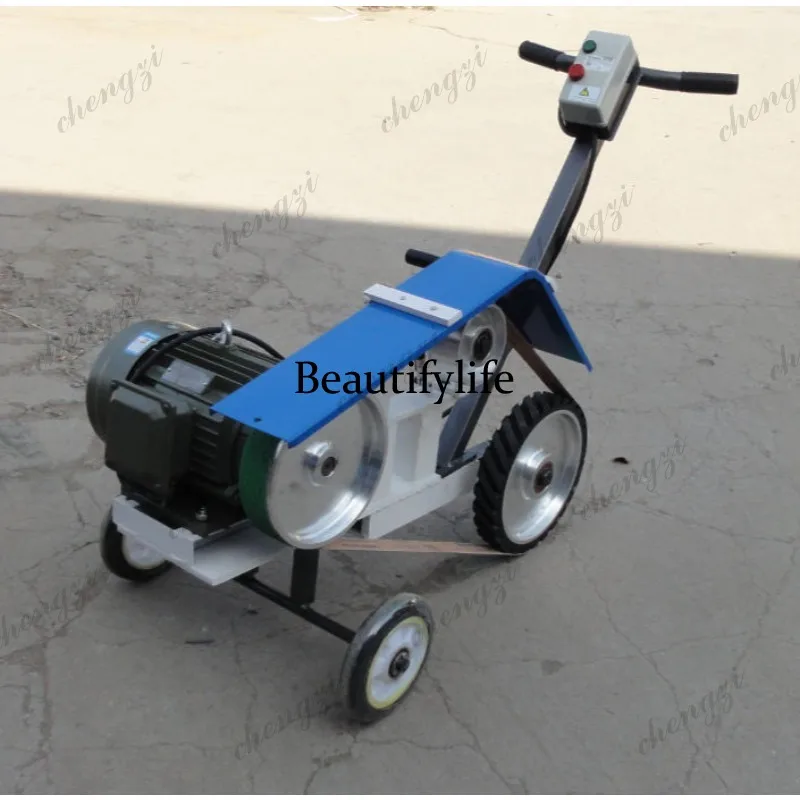 Industrial Push Belt Sander For Right Angle Weld Seam Grinding Duty Hand Push Abrasive Belt Grinder For Steel Plate Rust Removal