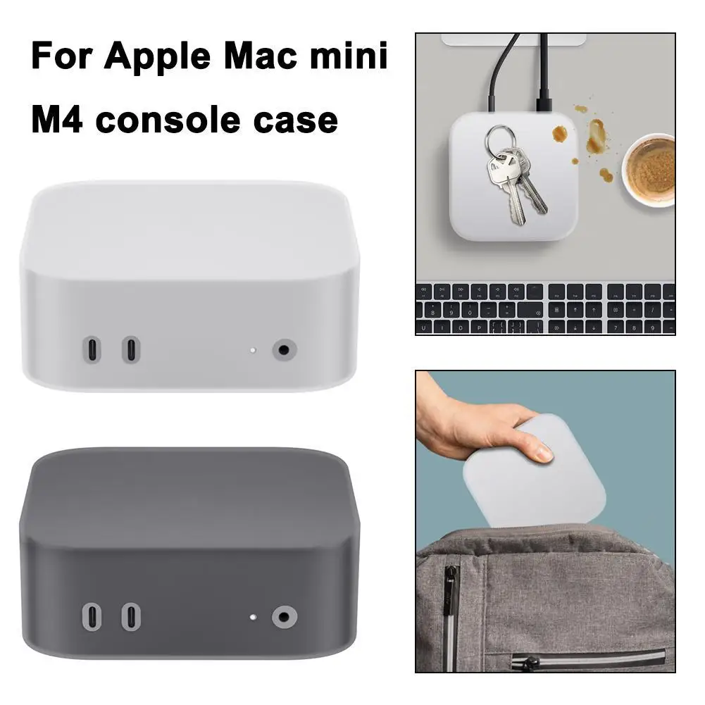 حافظة وحدة التحكم Apple Mac Mini M4 غطاء حماية من السيليكون مضاد للسقوط ومضاد للغبار لهاتف Apple Mac Mini Protector أسود/أبيض