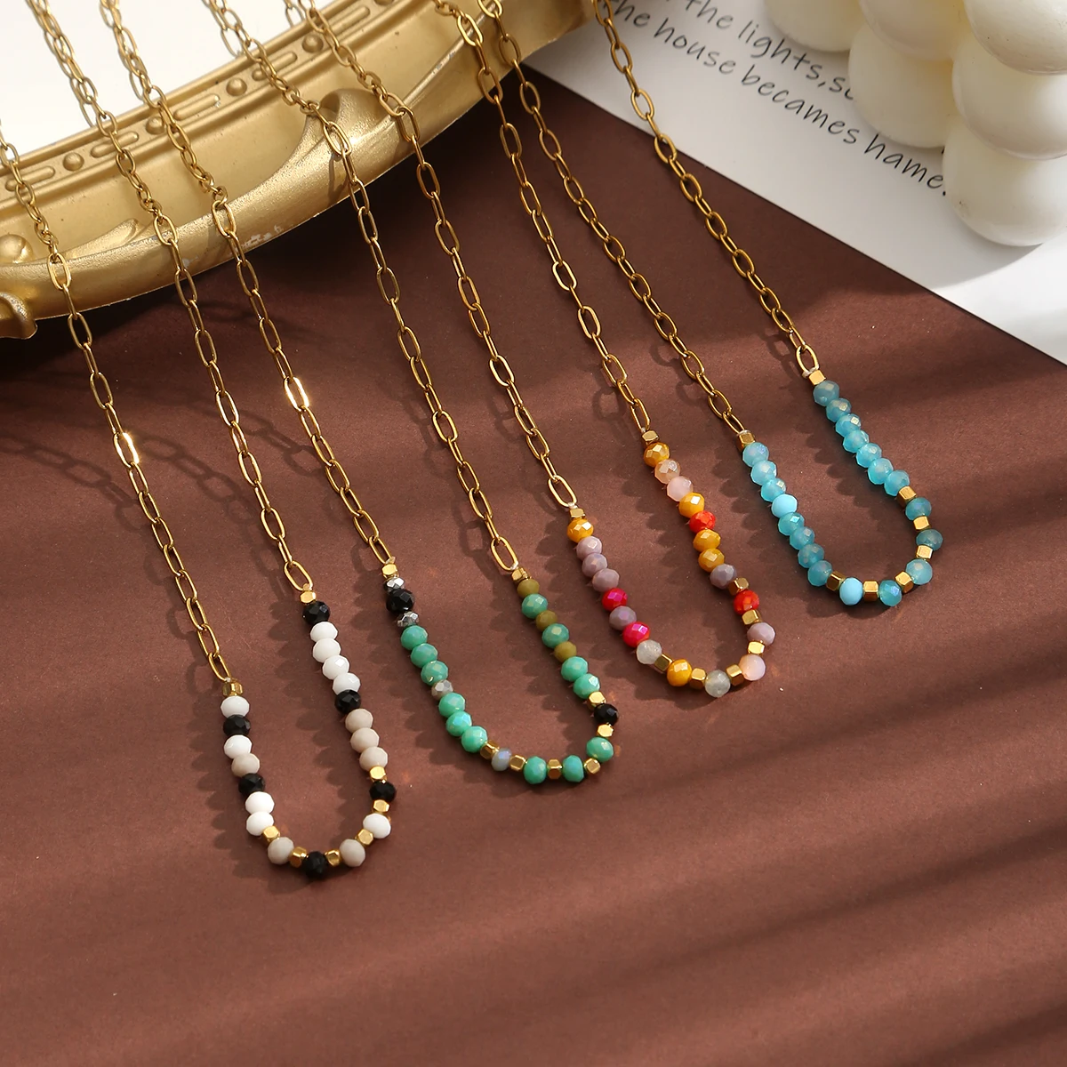 

SOVOB Bohemian Ethnic Style Beaded Necklaces For Women's & Girl‘s Stainless Steel Necklace Trendy Daily Jewelry Accessories