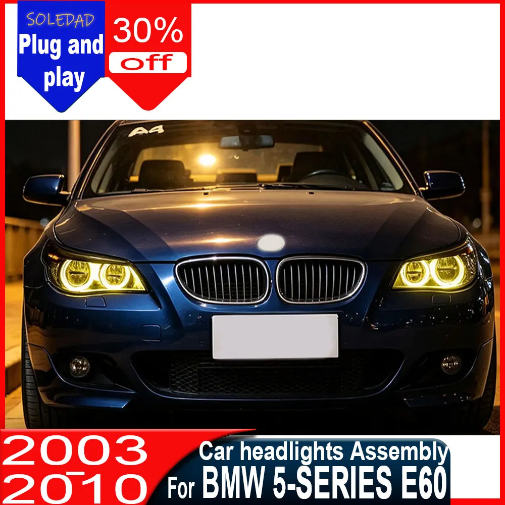 For BMW 5 Series E60 headlight assembly for 2003-2010 the modification of the two-color angel eyes daytime running lights