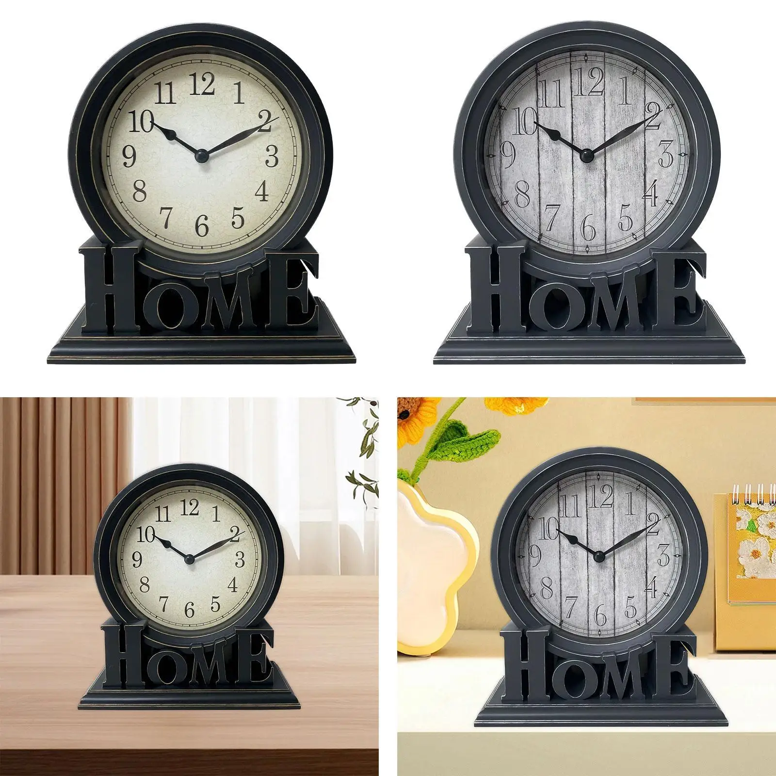 ساعة مكتب كلاسيكية غير موقوتة مزخرفة صامتة تناظرية ساعة طاولة ريترو لسطح المكتب وطاولة غرفة النوم الداخلية سهلة القراءة