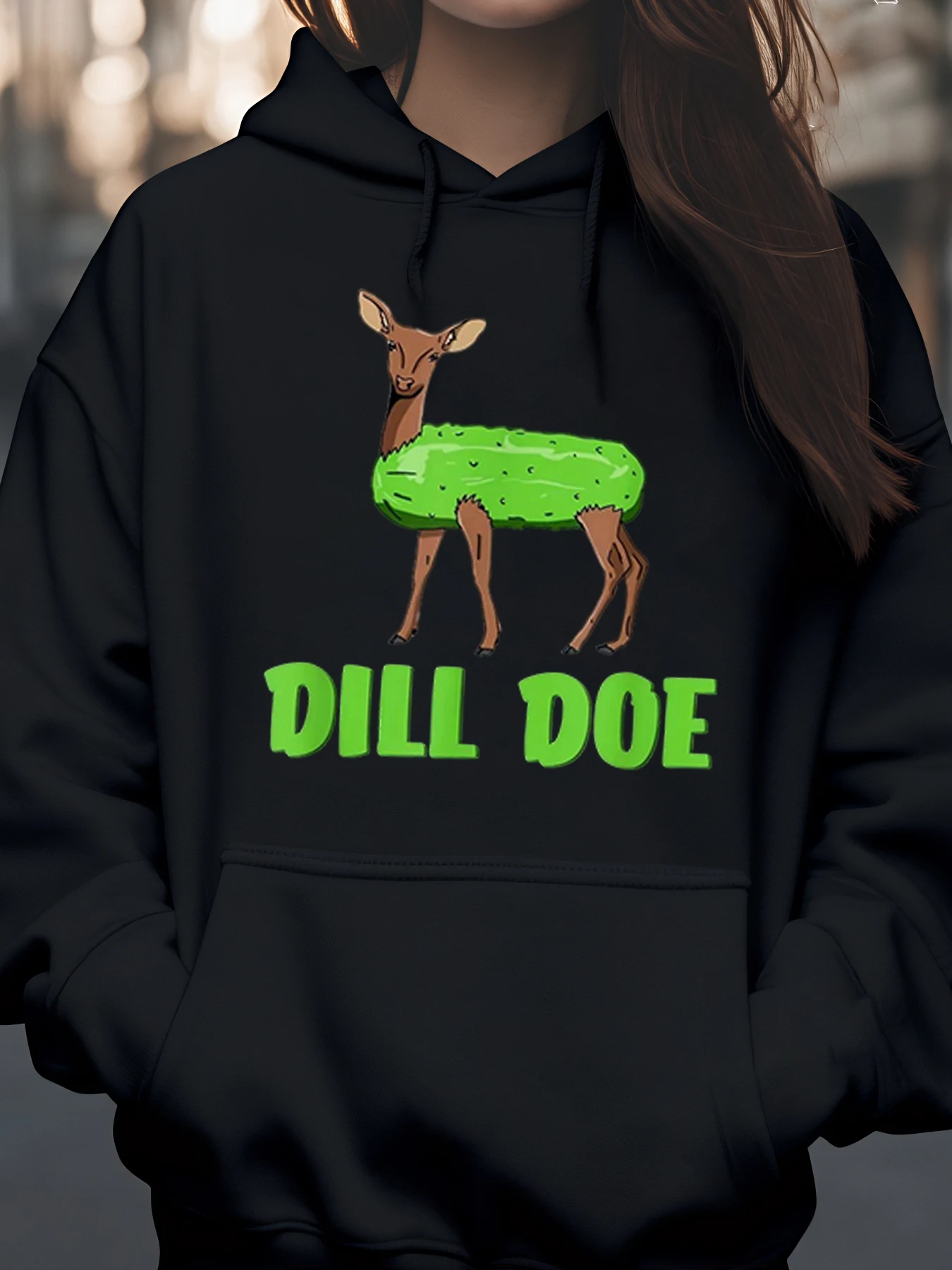 سترة بغطاء للرأس مطبوعة على شكل غزال من Dill Doe، ملابس كاجوال للجنسين للبالغين والمراهقين