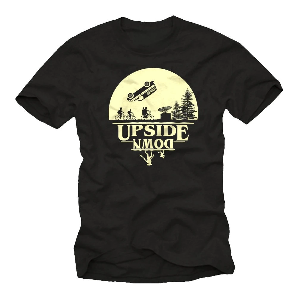 Camiseta Masculina de Verão 2026 100% Algodão, Estilo Casual e Solto, com Estampa 'Stranger Things' Invertida - Camiseta Nerd Engraçada, Presentes Divertidos, Tamanho