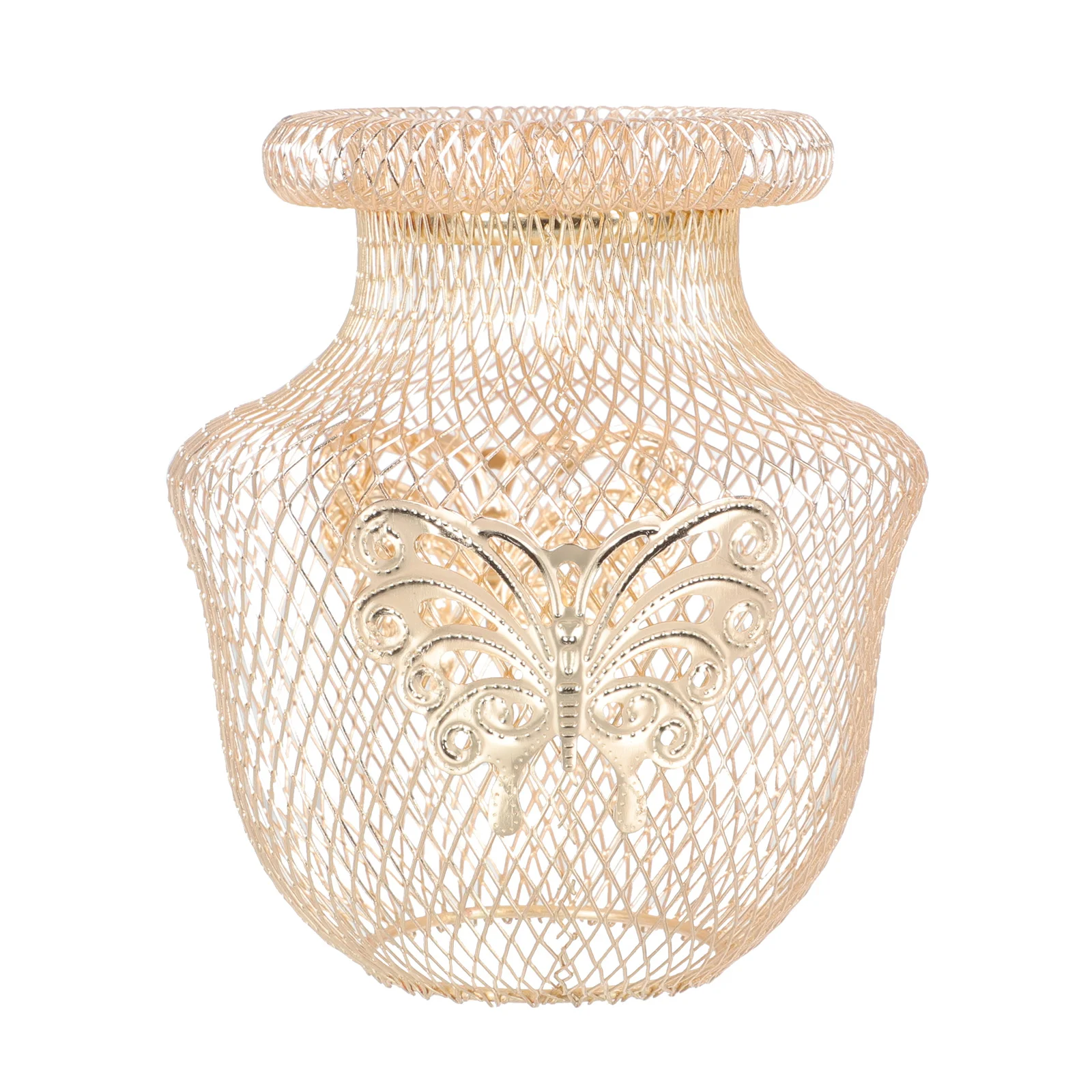 

1Pcs Golden Iron Lampshade Butterflies Vase Hollow-Out Design Decorative Hanging Lamp Cover Soft Light Effect Ceiling Light