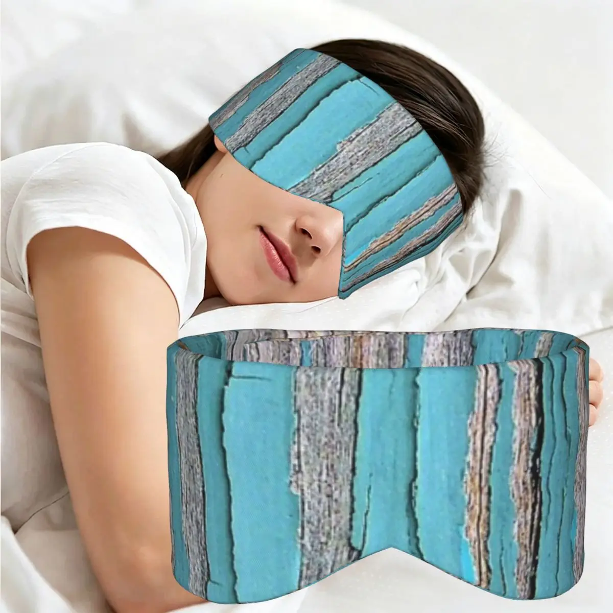 Shabby Rustic Weathered Wood Turquoise sleep eye mask Portable Eye Cover for Girls Boys Home Sleeping Party Eyeshade eyepatch