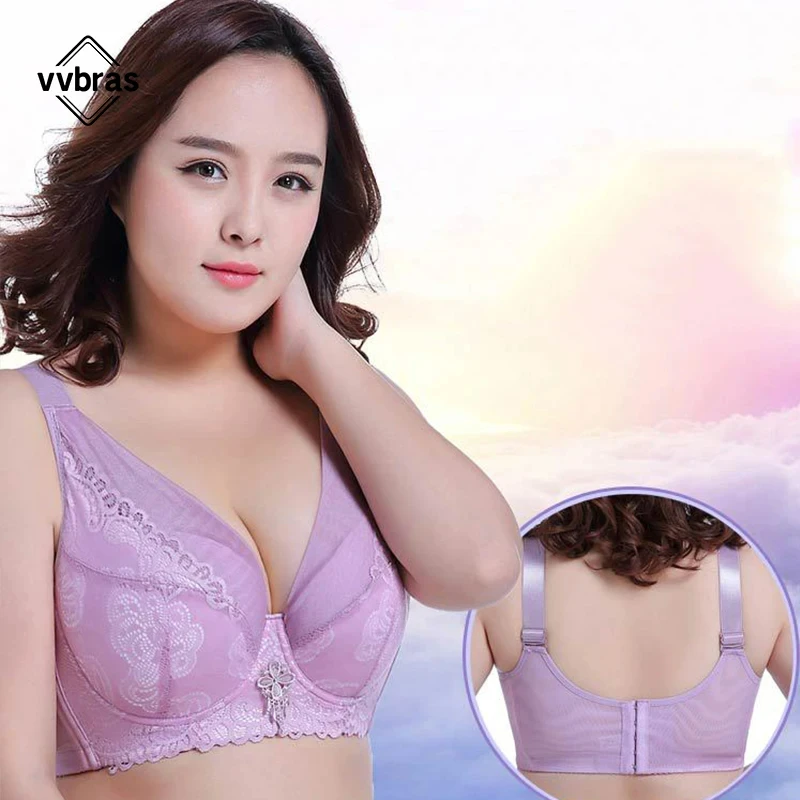 vvbras Plus Size Bra Ultrathin Lace Bralette For Woman Push Up Brassiere Regulowane biustonosze z pełną miseczką Bielizna Dziewczyny C D Cup Bras