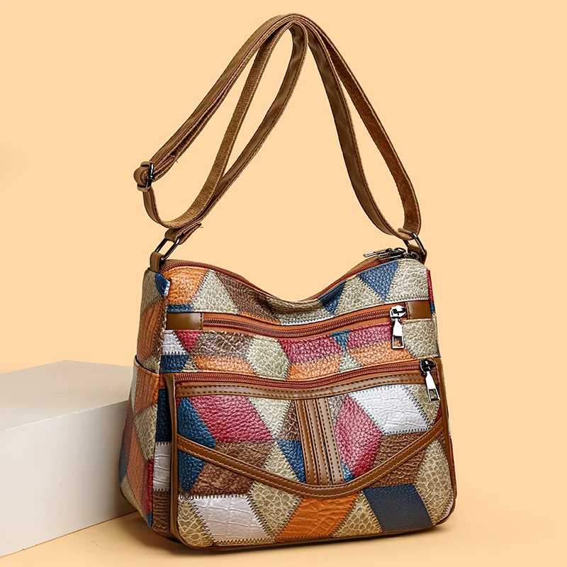 Vintage Underarm Shoulder Bags PU leather for Women Simple Style Female Bag Purse Solid Color Leather Armpit Handbag Crossbody