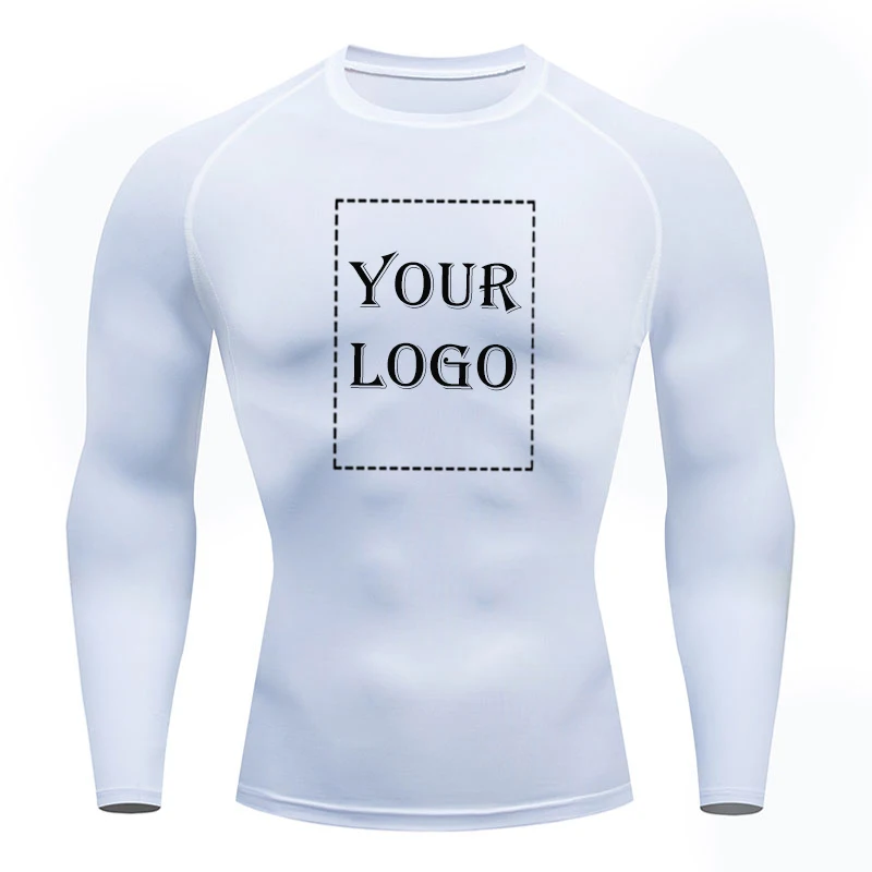 Your OWN Design Brand Logo/Picture Compression Shirts Running Fitness Tight Sportswear Custom Printed GYM Workout Sport T-Shirt