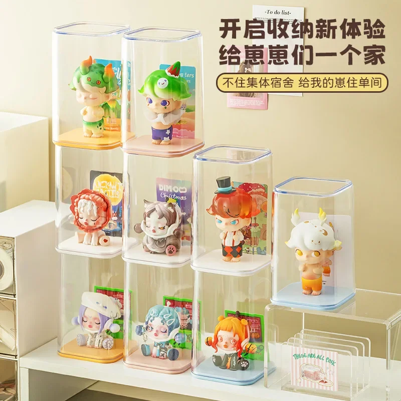 4pcs Figurine Storage Box for POP-MART Display Box Limited Edition Dolls Display Stand Transparent Acrylic Dust-proof Cabinet