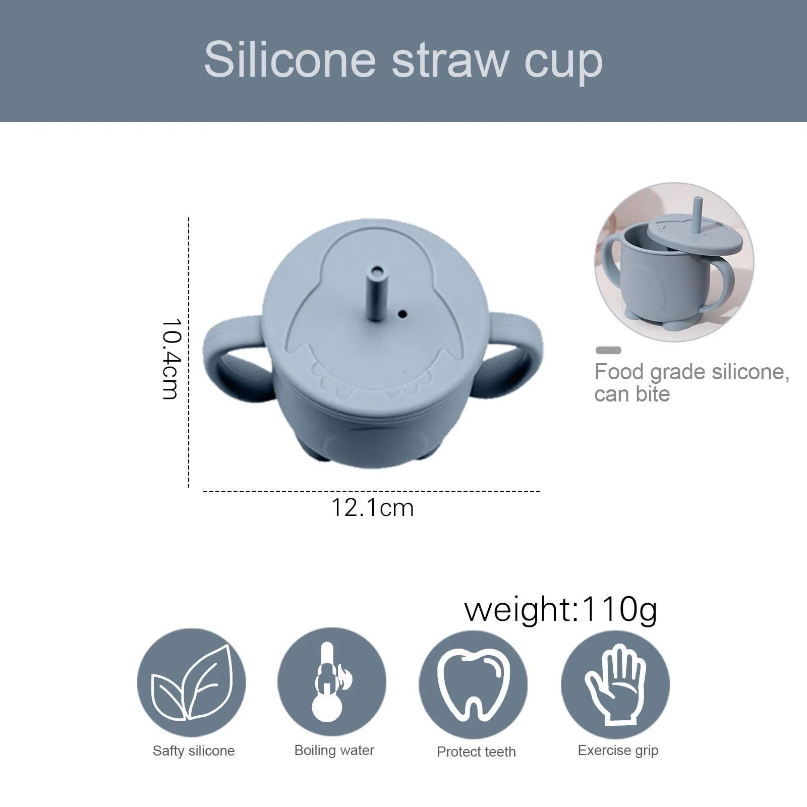 Baby Feeding Cups Straw Bottle Sippy Cup Silicone Baby Cup Double Handle Sippy Cups Drinkware Child Anti-Hot Leakproof Water Cup