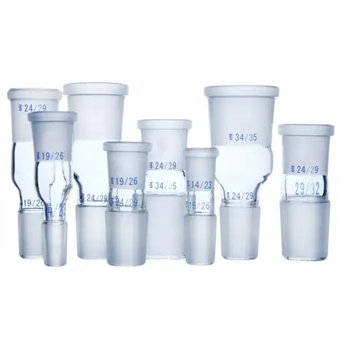 14/23 19/26 24/29 29/32 34/35 40/38 50/42 Female To Male Boro. Glass Joint Glass Reducing Transfer Adapter Glassware Laborotary