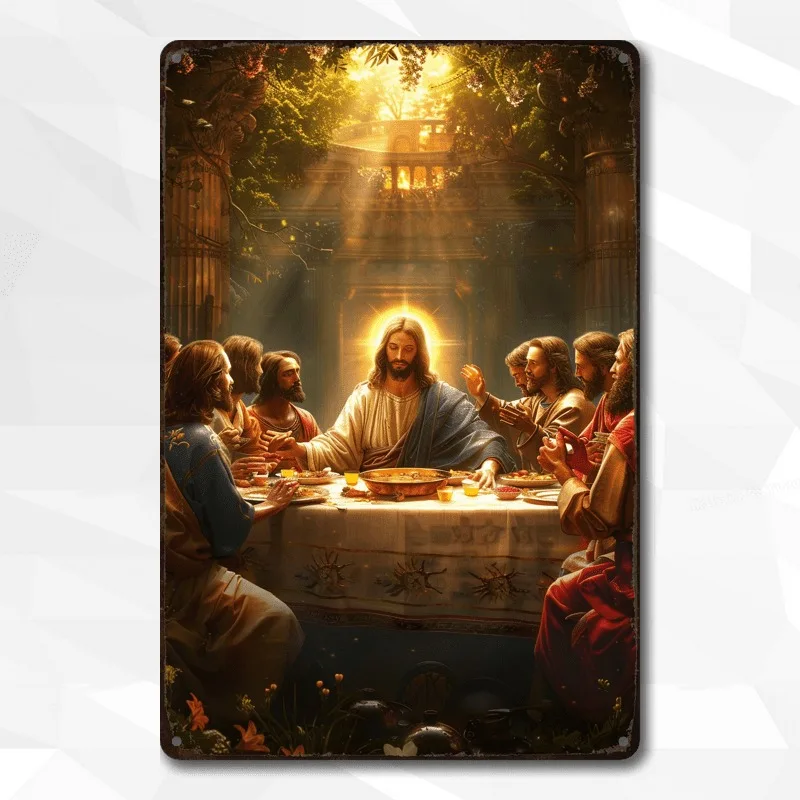 

1pc Last Supper Aluminum Art Sign, Ideal Holiday Gift, Metal Wall Art Decor, 2D, Perfect for Room Decor, 7.9x11.8" or 11.8x17.7"