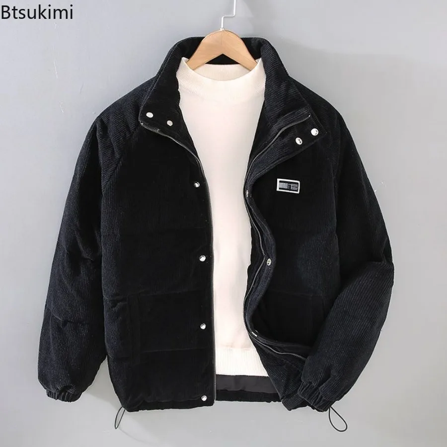2025 Winter New Men Jacket Warm Solid Corduroy Cotton Padded Jackets Fashionable Simple Bread Men Clothing Parkas Coats for Men