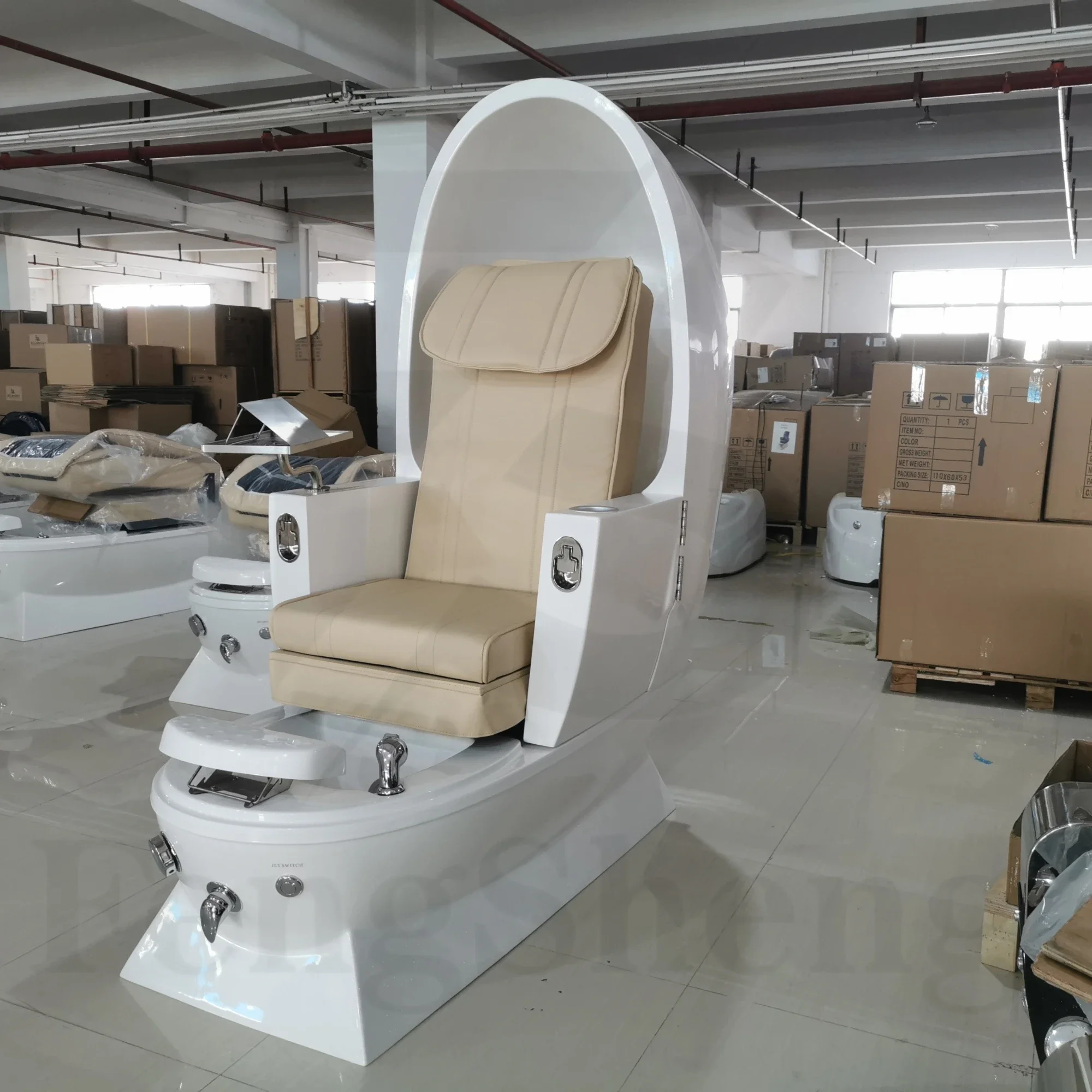 

Salon Furniture Luxury Pedicure Chairs Equipment White Electric Reclining Egg Massage Manicure Foot Spa