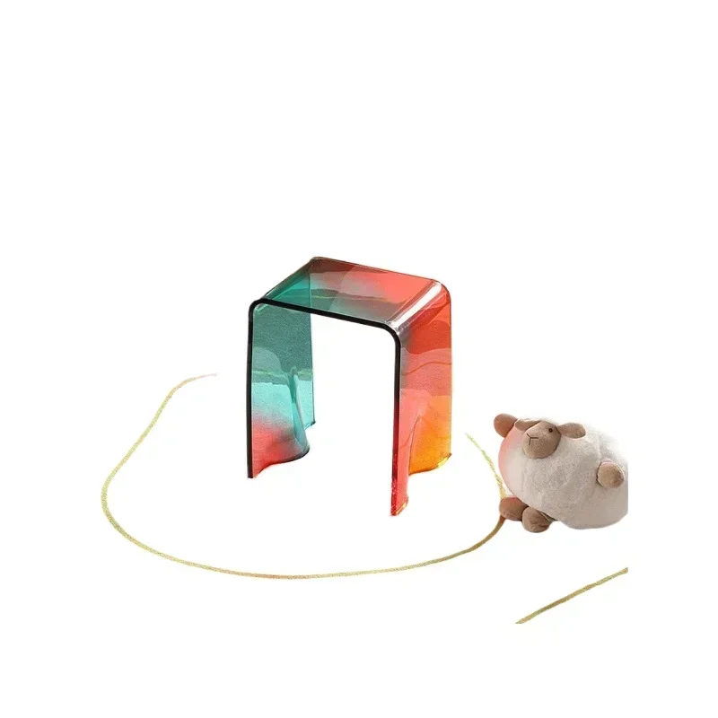 Rainbow stool, colorful shoe change acrylic chair, casual stool transparent bathroom stool Internet celebrity ins
