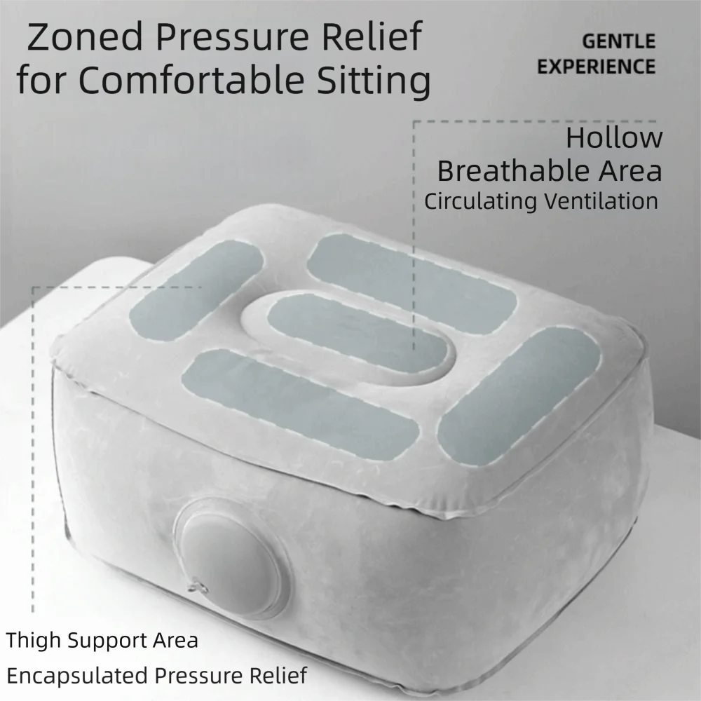 

Press-to-Inflate Inflatable Booster Seat Fabric Foldable Portable Foot Rest Muscle Relief Leg Up Support Travel Press Leg Stool