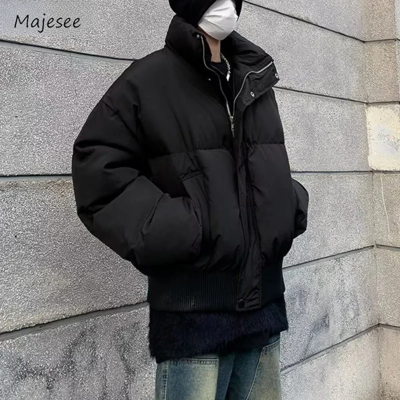 Winter Short Style Parkas Men Warm Cropped Outwear Handsome Baggy Streetwear Soft Boyfriend Simple Fashion Ulzzang Clothing Chic