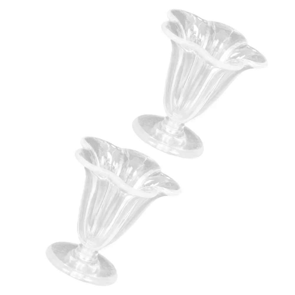 2 Pcs Decorate Simulation Cup Ice Cream Toy Tea Plastic Miniature Drinking Cups