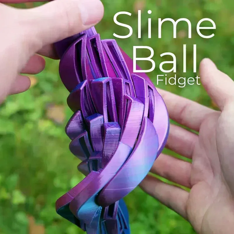 Slime Ball Fidget Toy 3D Printed Twistsphere Fidget Toy Gear Liquid Flow Ball with Rotating Design Anxiety Relief Toys for
