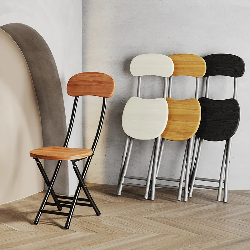 Складной стул, удобный сидячий табурет со спинкой, стул для общежития, домашняя скамейка для спальни, простой обеденный стул, штабелируемое кресло