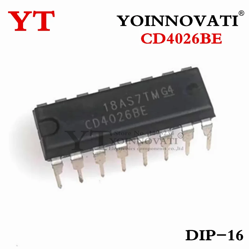 100pcs/lot CD4026BE CD4026 4026 IC COUNTER/DIVIDR DECADE 16-DIP Best quality