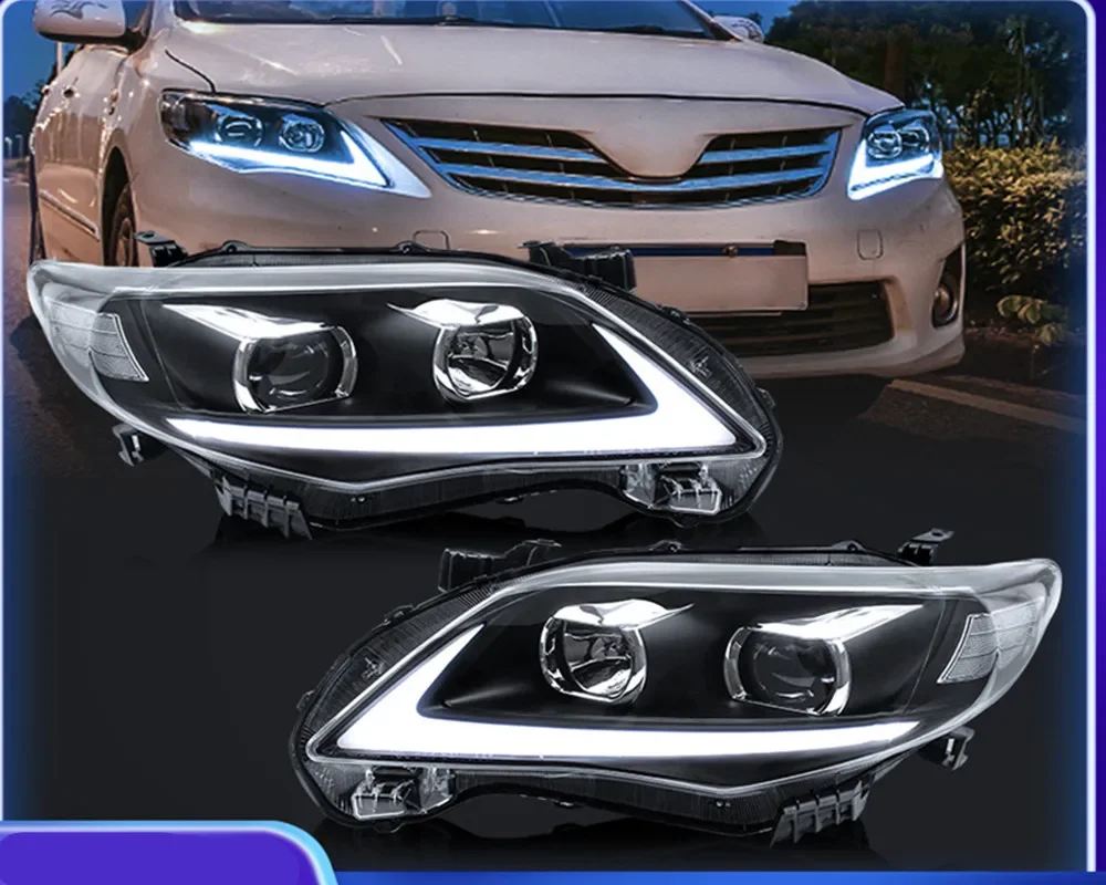 Custom for Toyota Corolla 2011-2013 Daytime Running Light Brake Lights Strobe Light Reversing Light LED Headlamp Assembly