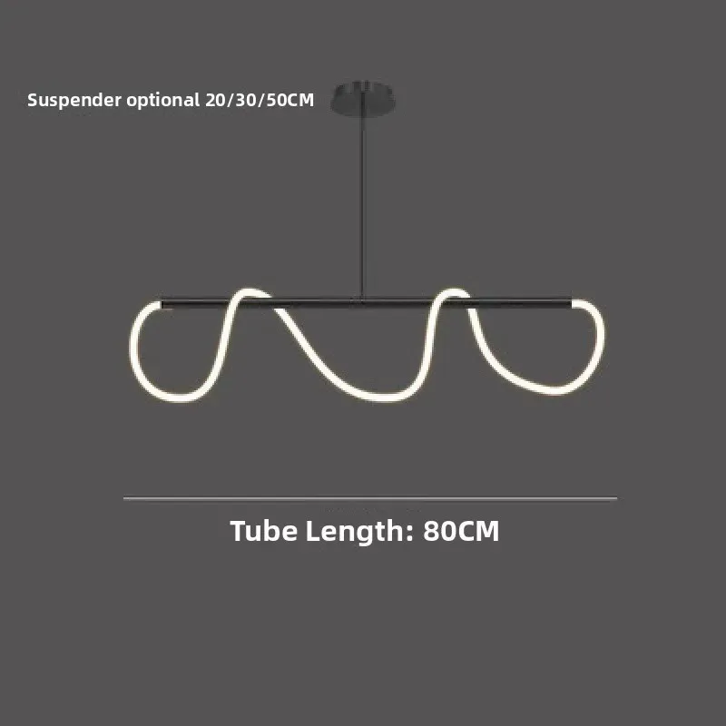 Creative Curve Light Tube, Musical Note Art Design, Winding Linear Lamp for Long Dining Table, Hotel, Lounge