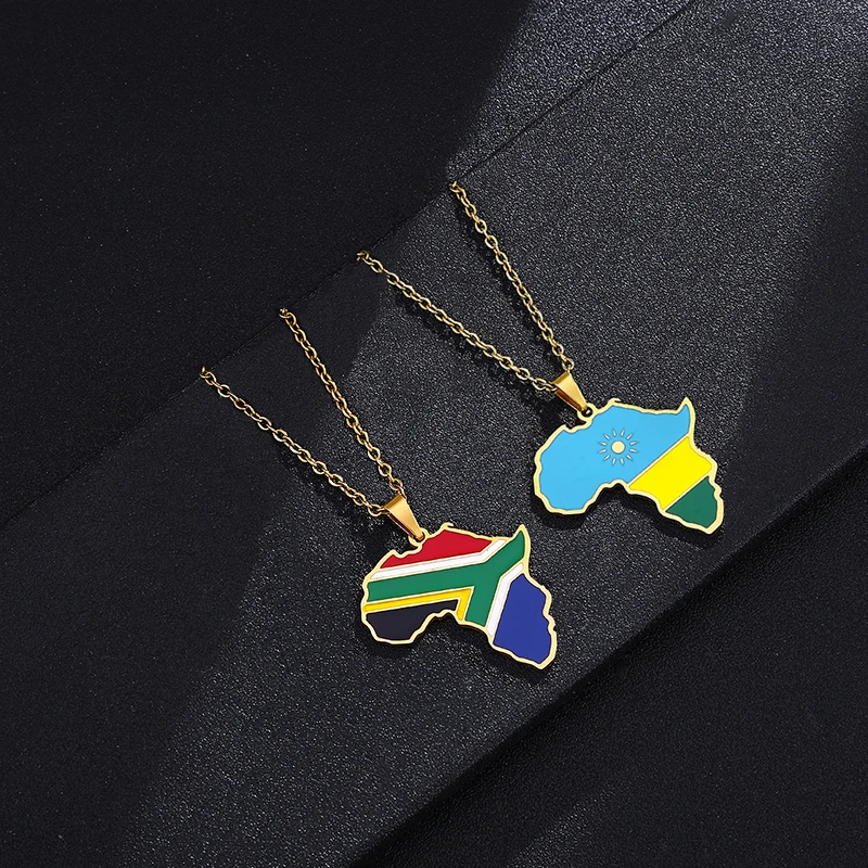 Africa Map Pendant Necklace Stainless Steel Jewelry Ghana Nigeria Congo Kenya Somalia Angola Morocco Zambia Liberia Rwanda Togo