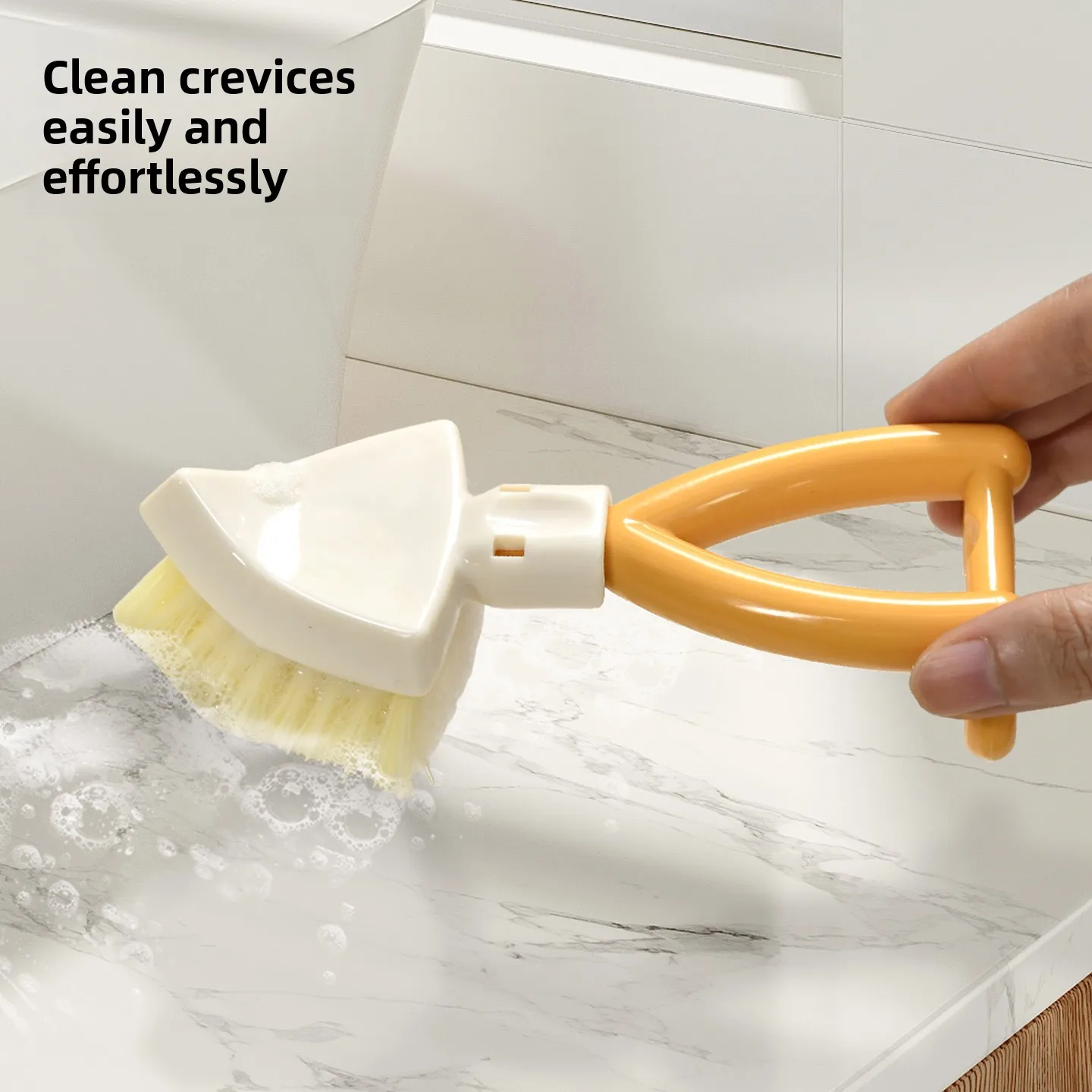 Foldable Triangular Gap Brush Hard Bristle Scrubber for Bathroom Kitchen Sink Floor Tile Corner Cleaning Tool