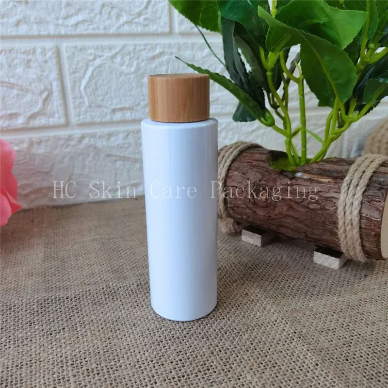 

plastic toner bottles with bamboo caps，Essential Oil Glass Frosted Dropper Bottle， clear Glass BottleWith White Silicone Dropper