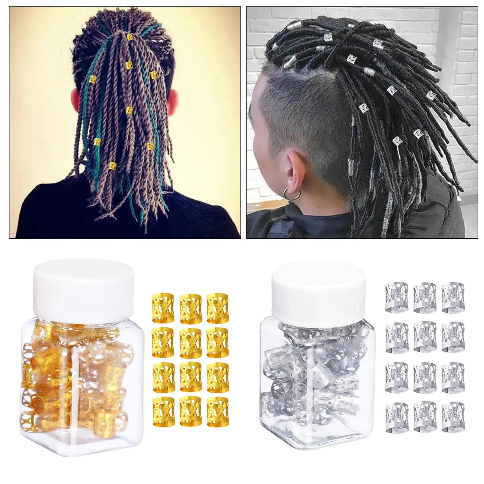 100Pcs Dreadlocks Beads Decorations Pendants for Hair Accessory Jewelry