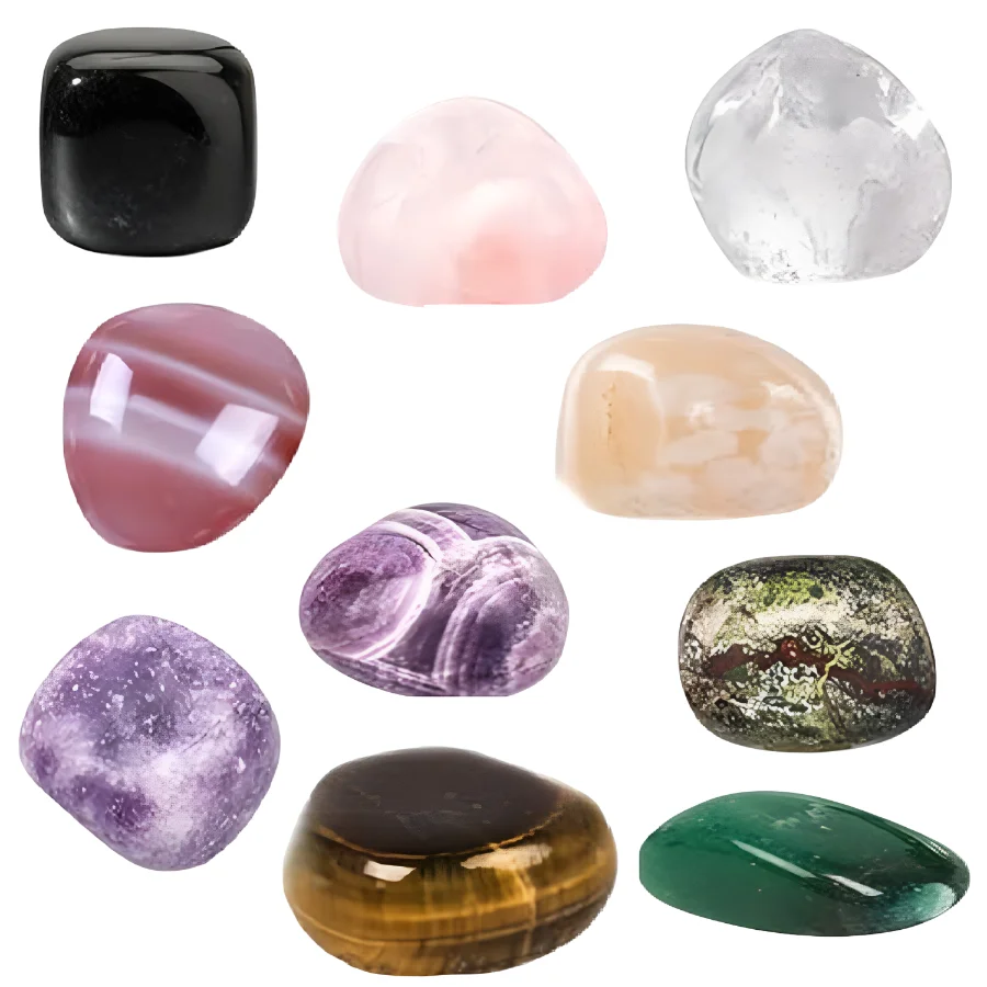 Set van 10 ruwe natuurlijke stenen mineralen Czakres meditatie, Reiki kristallen, cadeau, kwarts, amethist, yoga, obsidiaan