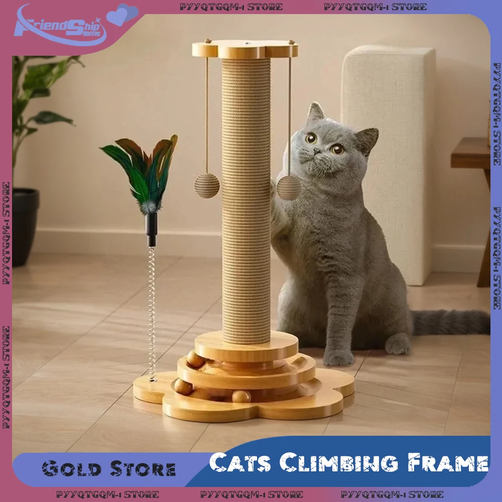 Cat Scratch Board Toy Turntable Durable Sisal Scratching Board Cat Supplies Cats Grab Column Cats Climbing Frame Pet Product