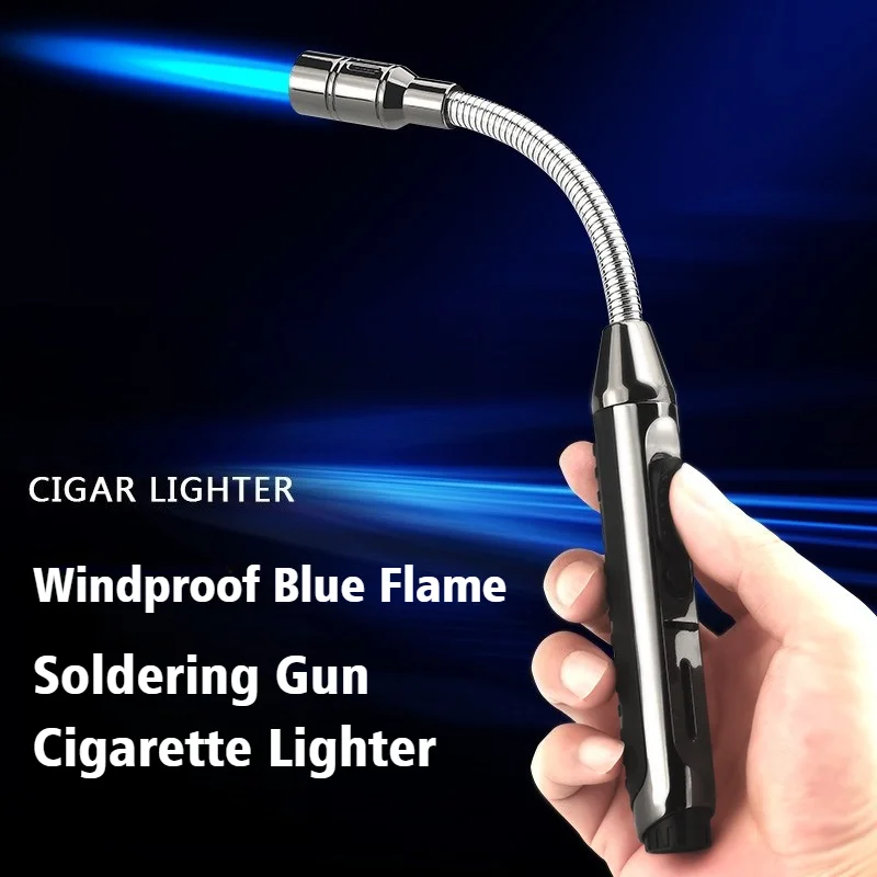 

New Hose Spray Ignition Gun Windproof Blue Open Fire Electroplating Lighter 360° Rotary Cigarette Lighters & Smoking Accessories
