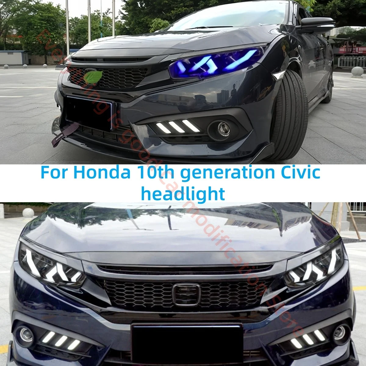 

Фара в сборе для Honda Civic 10-го поколения, модифицированная, со светодиодными ДХО, динамическим указателем поворота, автозапчасти