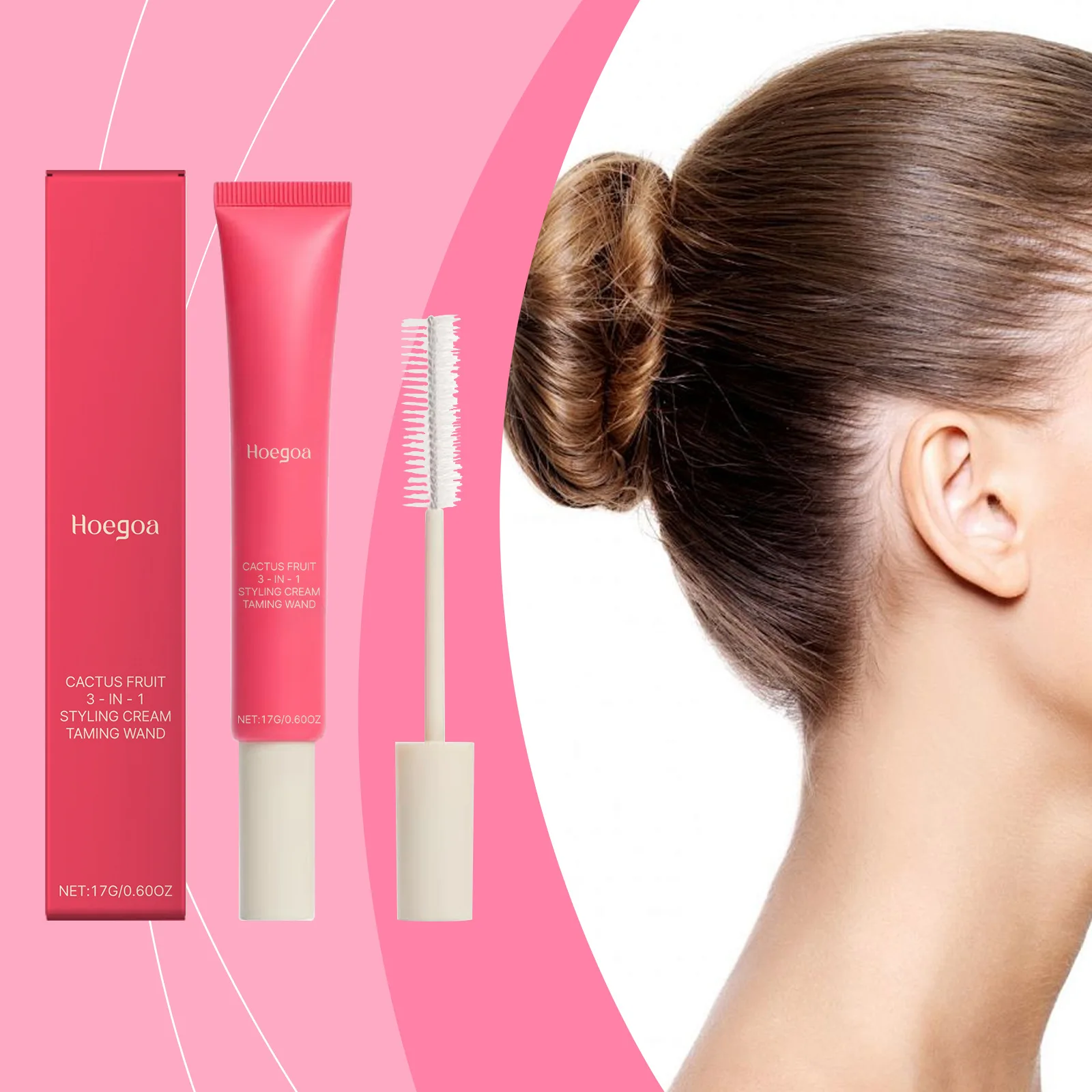 Cactus Fruit Crema Estilizadora 3 en 1, Varita para Controlar el Cabello, Barra para Acabado de Peinados, para Cabellos Rebeldes y Fijación Duradera, Gel Estilizador No Grasoso