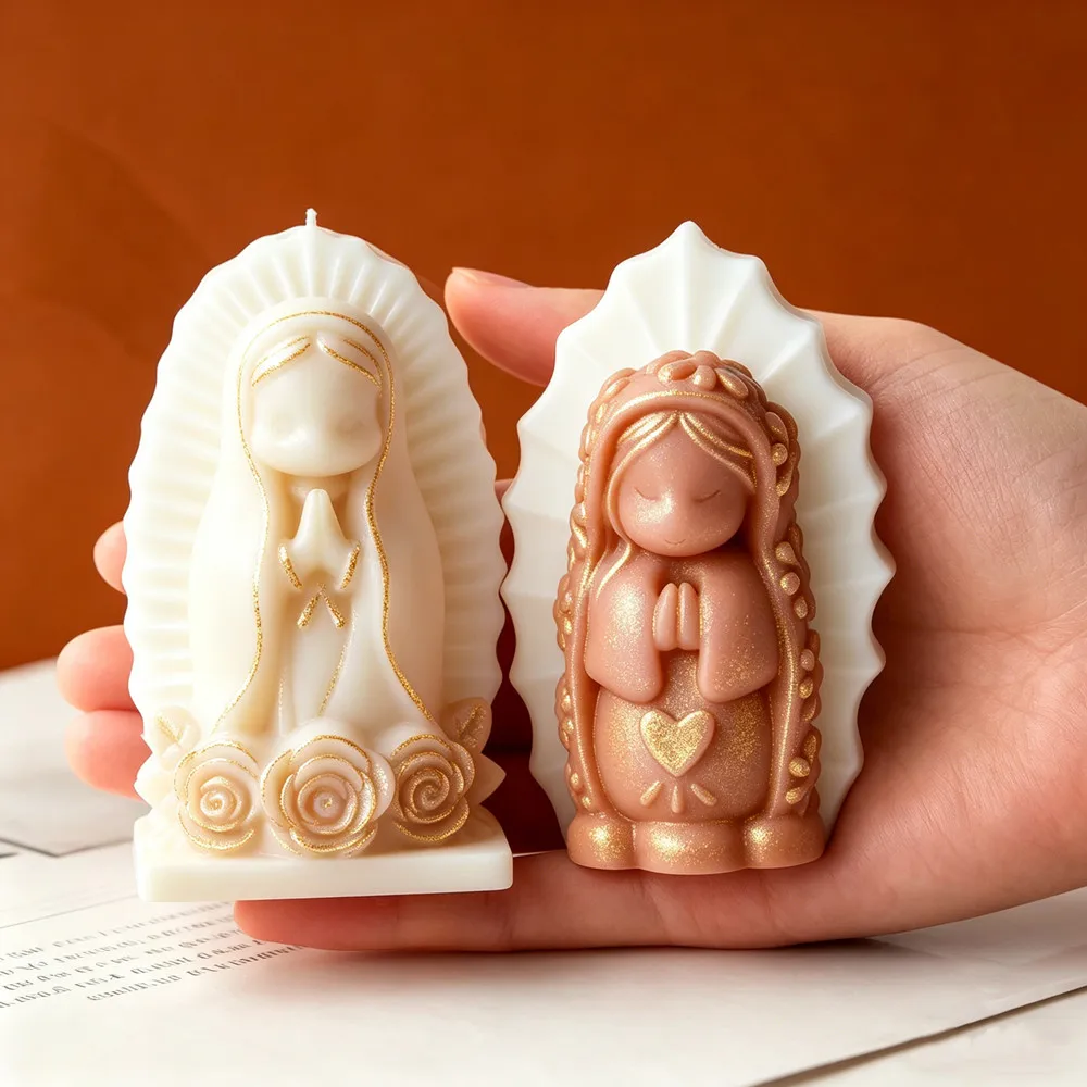 Molde de Silicona 3D de la Virgen María para Velas Aromáticas, Jabones y Resina, Decoración para Sala de Meditación y Regalo Religioso