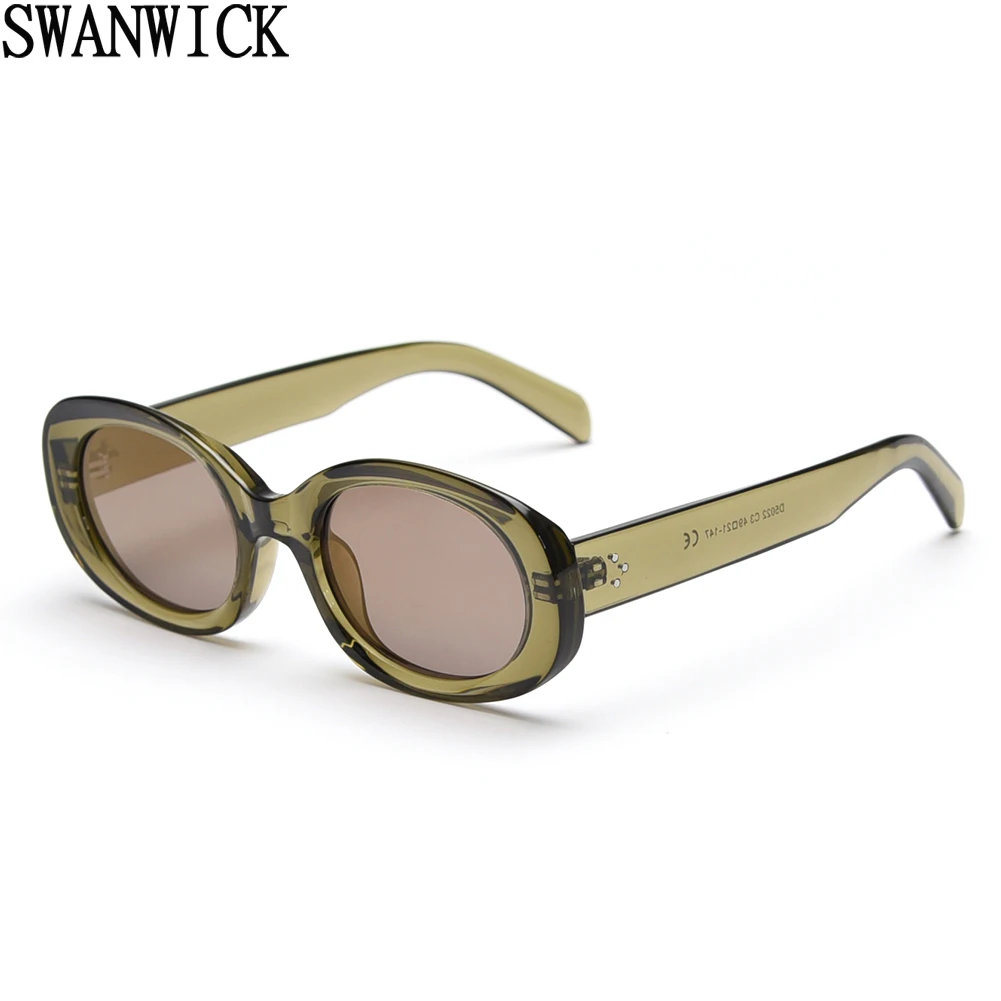 

Swanwick fashion oval sunglasses men polarized UV400 retro sun glasses for women summer style green brown hot selling 2023