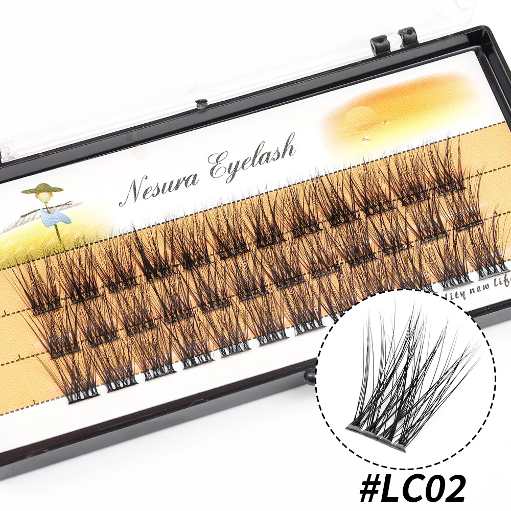 DIY Clusters Eyelash Extension, Dovetail, Segmented Lashes, 36 Volume, 3D Fluffy, Natural, Individual Bundles, LC02-7