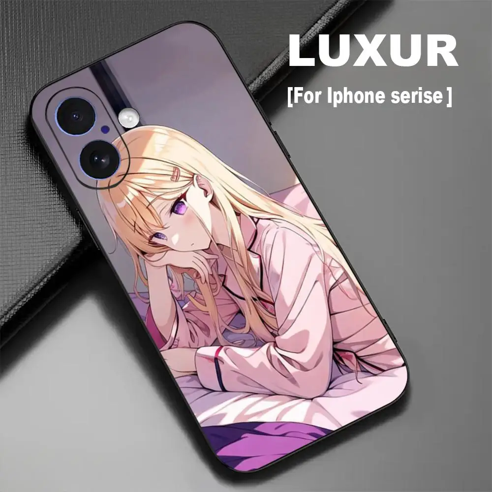 Funda de Teléfono Popular con Diseño de Anime Saki Ayase para iPhone 17 16 15 14 13 12 X XR XS 8 Plus Mini Pro Max, Funda Protectora Suave Negra a Prueba de Golpes