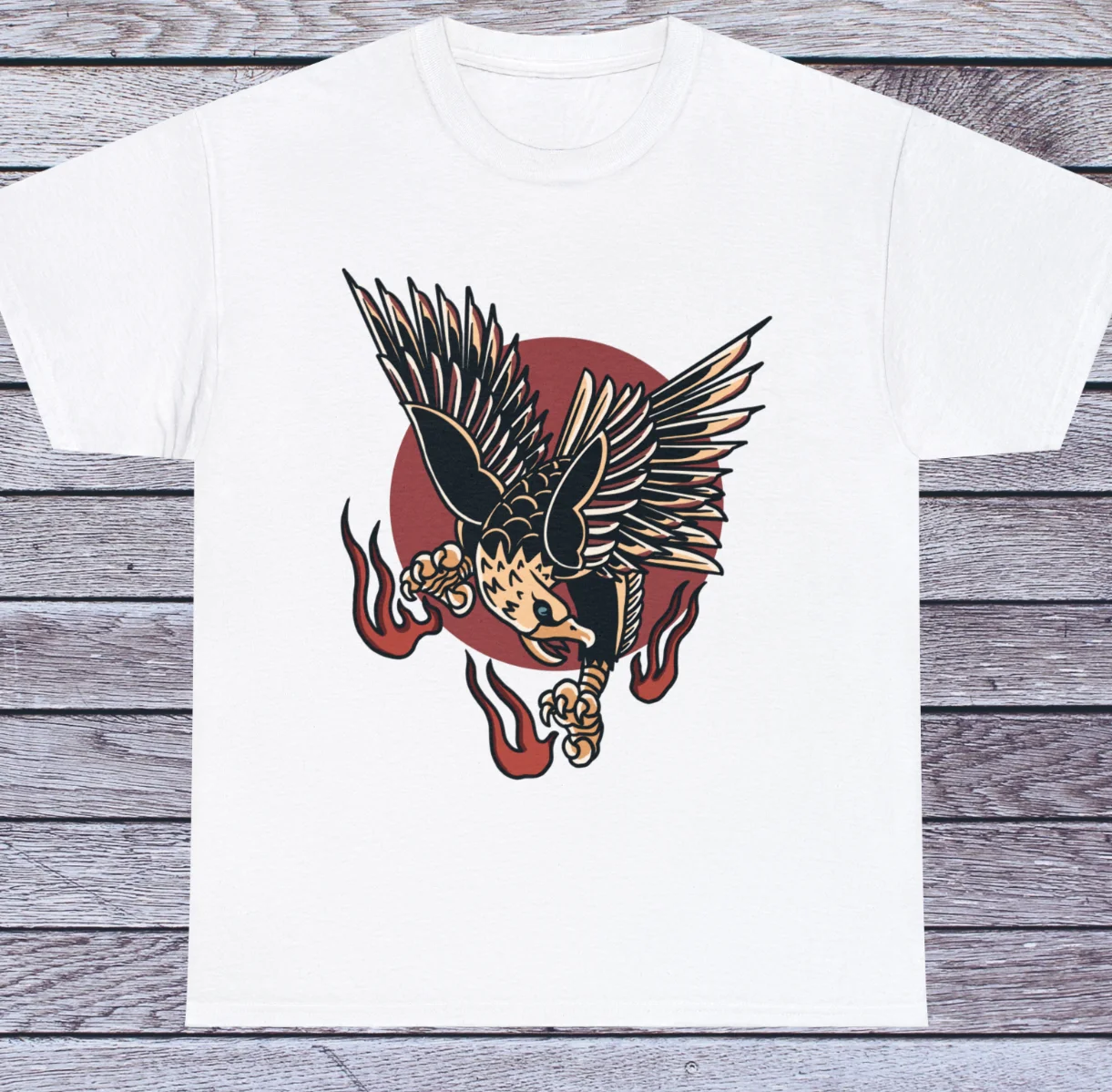 Vintage Old School Eagle T Shirt, Street City Motor Flag Tattoo Odzież