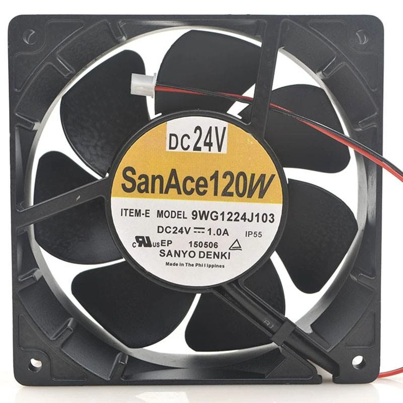 

SANYO DENKI 9WG1224J103 DC 24V 1.0A 120x120x38mm 2-Wire Server Cooling Fan