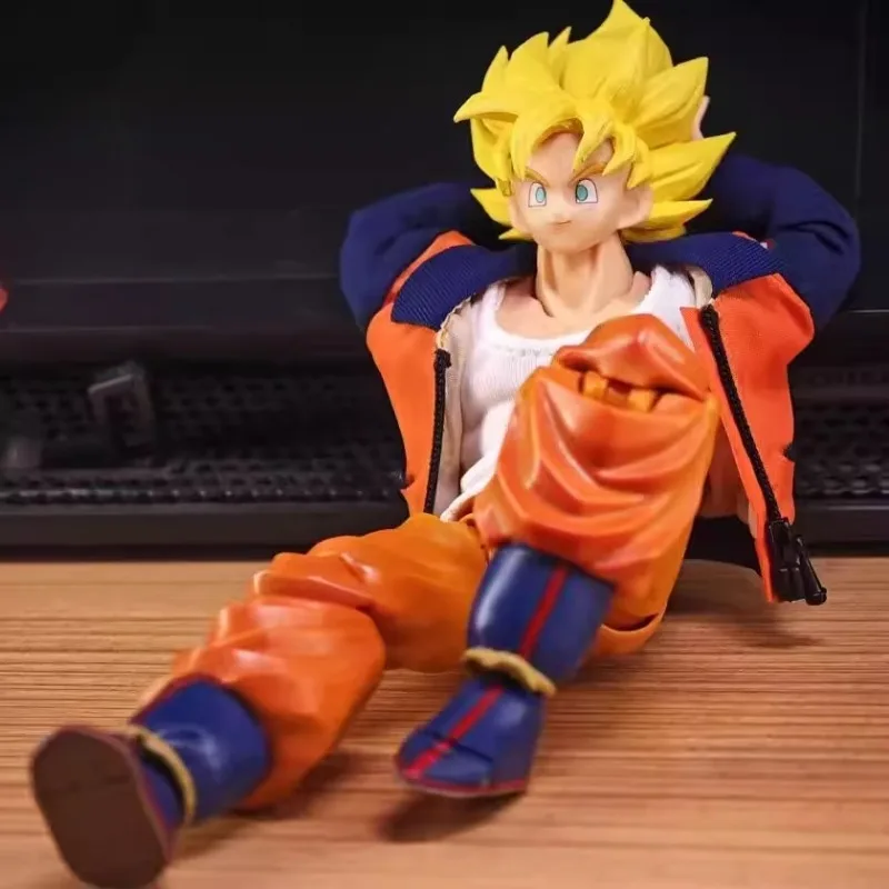 

SHF 1/12 Scale Full Power Goku Tangerine Jacket White Vest Doll Clothes Model Fit 6'' Dragon Ball Goku Toy Figures